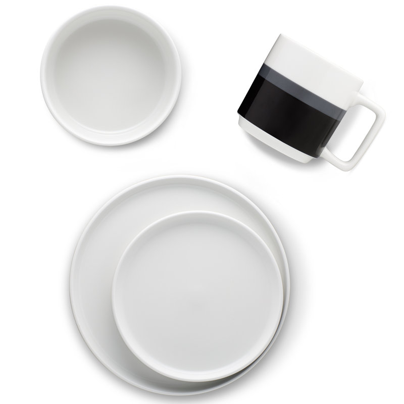 Noritake Colorstax Stripe 4-Piece Place Setting, Service for 1, Black