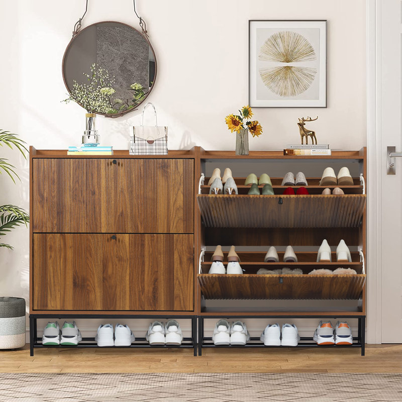 20 Pair Shoe Storage Cabinet (Set Of 2), Brown