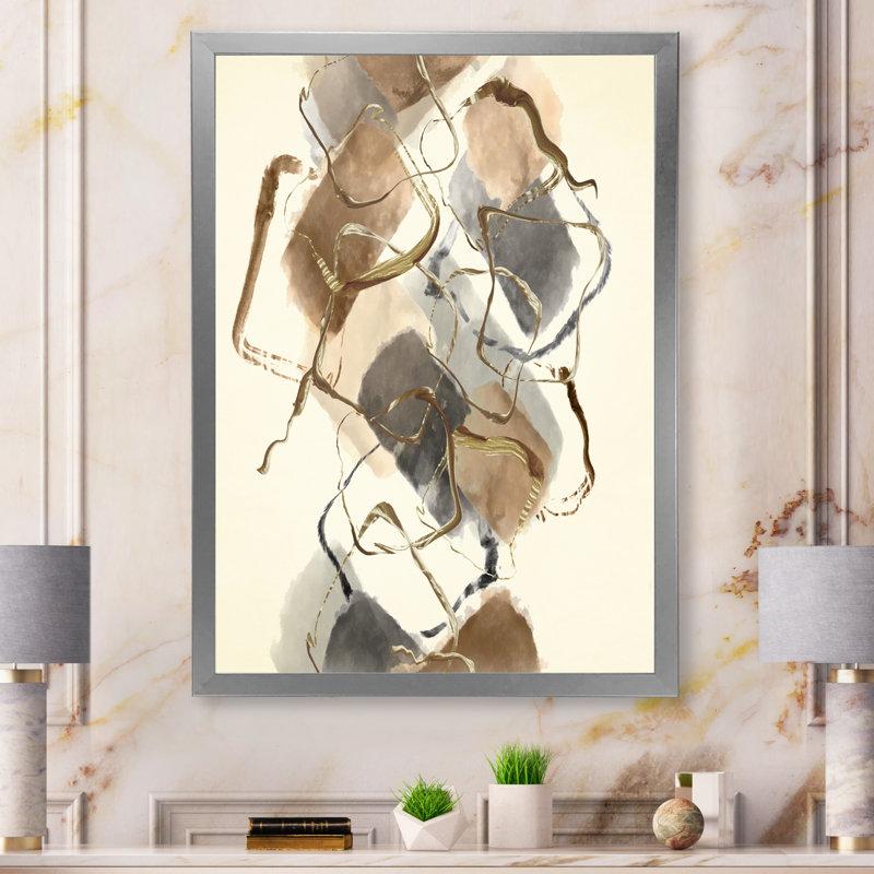 «Gold Glam Squares III», reproduction sur toile encadrée, H 46 po x l 36 po x P 1,5 po, Cadre argenté