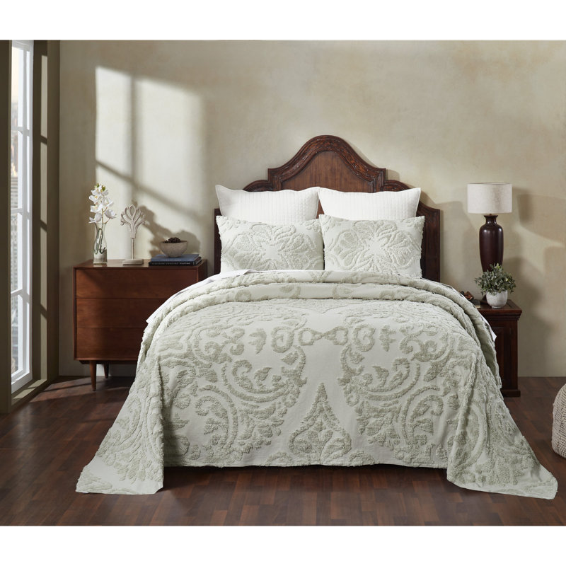 Rylee 100% Cotton Chenille, Soft & Breathable Floral Design, Luxurious All Season Comfort, Machine Washable Tufted Bedspreads