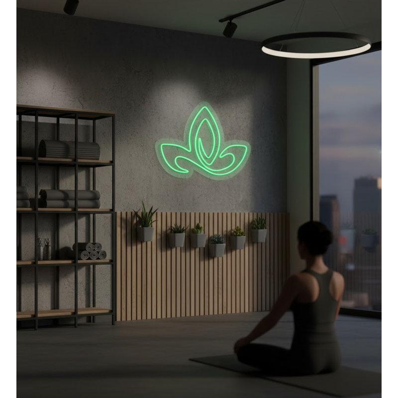  | Enseigne néon à motif abstrait | Doté de tubes néon flexibles incassables fabriqués à la main qui émettent une lueur verte uniforme et brillante pendant plus de 50 000 heures sans gradation | 19 x 26 | Vert