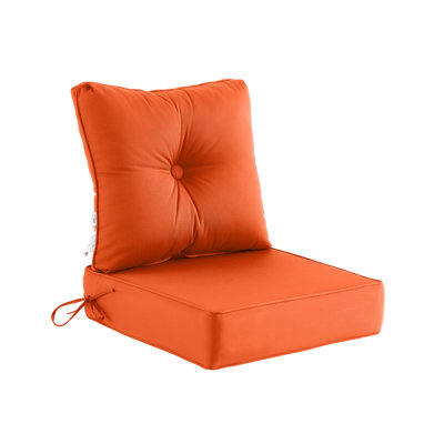 Deep Seat Pillow And High Back Chair Cushions Outdoor Water Repellent Replacement Patio Seating Cushions,2-piece Seat 24"x24"x6",back 22"x24"x6",orange