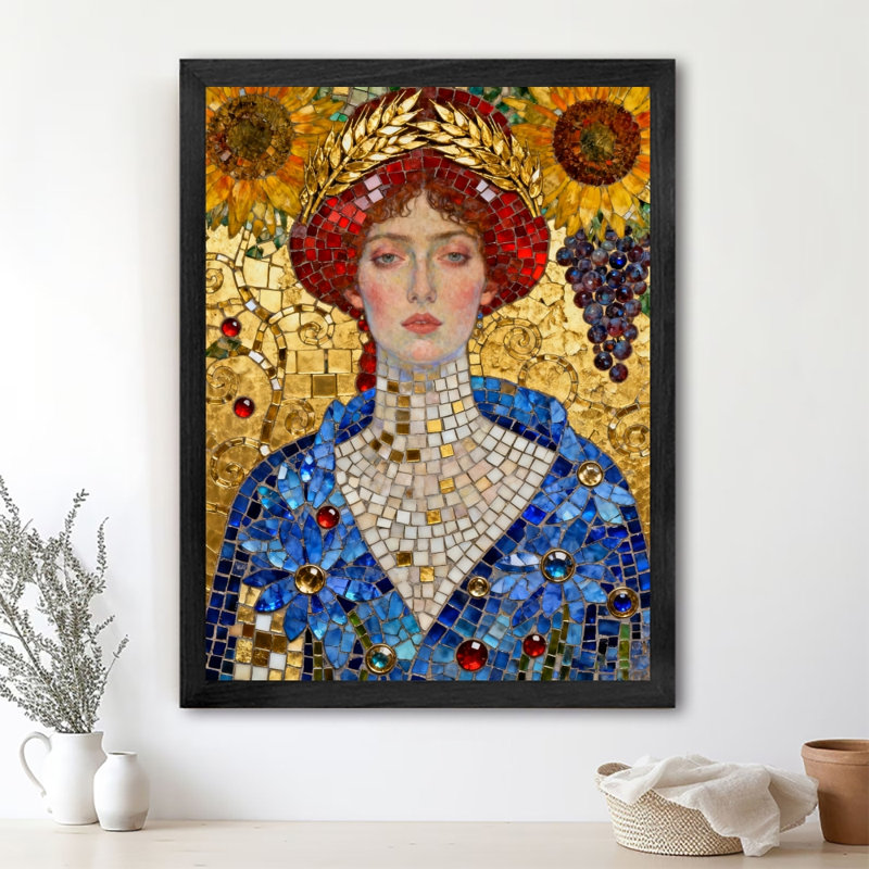 Art encadré noir, une femme noble et élégante, impressions de style rétro, H 17 po x l 13 po