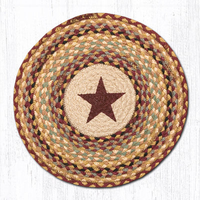  Burgundy Star Round Chair Pad 15.5" H