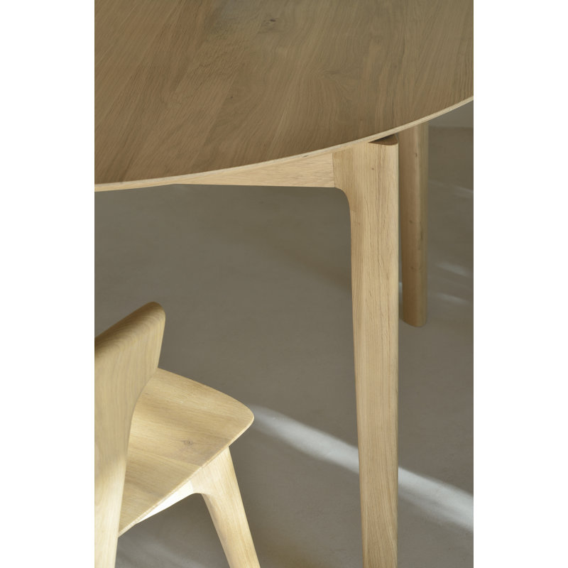 Bok Round Solid Oak Dining Table, Tan
