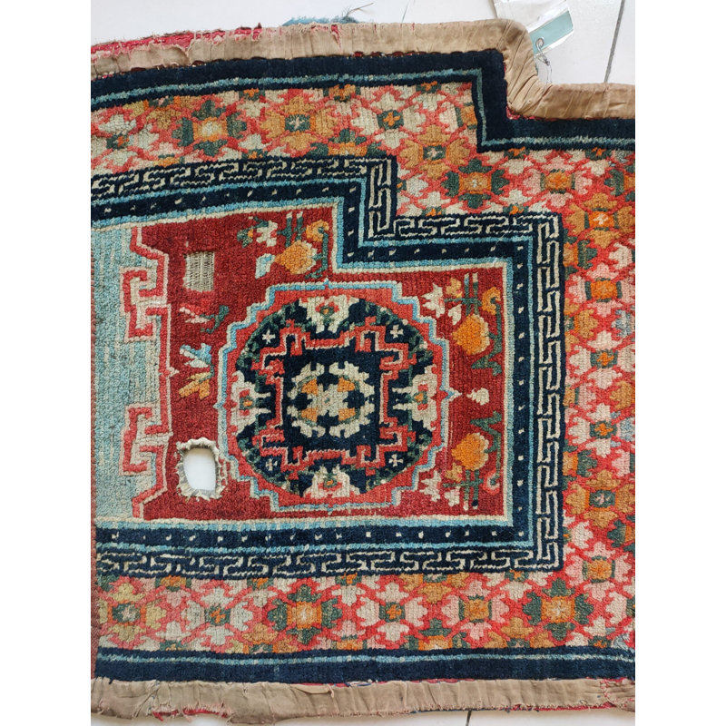 Antique Chinese Wool Coral / Salmon Pink Hand Knotted Pile Rug