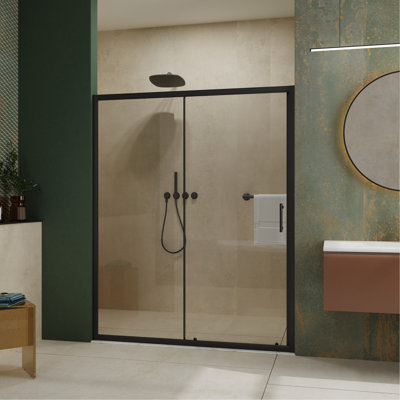 60.In W X 72.In H Single Sliding Shower Door, 1/5 Inch Thick Clear Tempered Glass Shower Door With Stainless Steel Handle