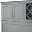 Grand lit mural gris avec armoire et étagère à vin. Idéal pour la maison. Support de matelas confortable. Aucun sommier tapissier requis. Et contreplaqué. Support facile à assembler, gris. Option d'espace petit-1581550275