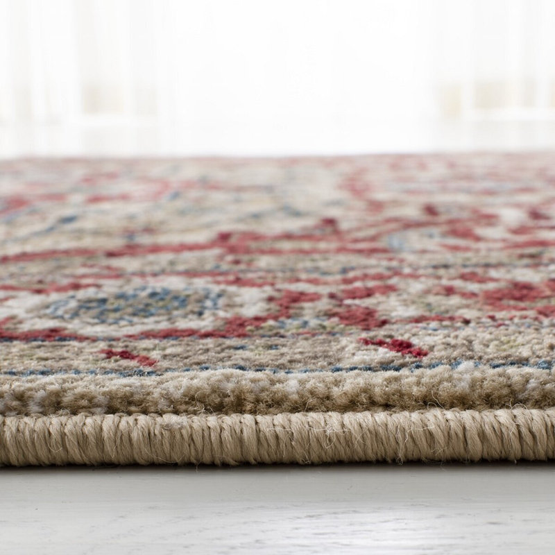 Tapis tissé à plat en polypropylène, rouge / beige Ralph Lauren, Rectangle 2 pi 2 po x 4 pi