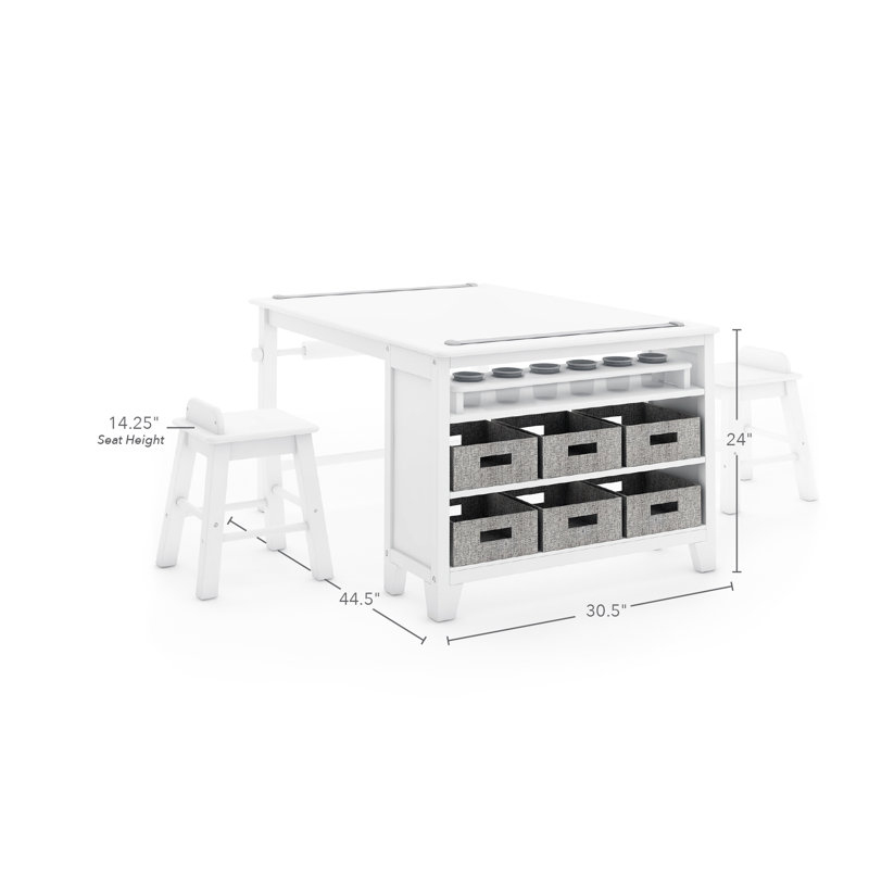 Martha Stewart Living & Learning Kids Art Table and Stools Set, Creamy White