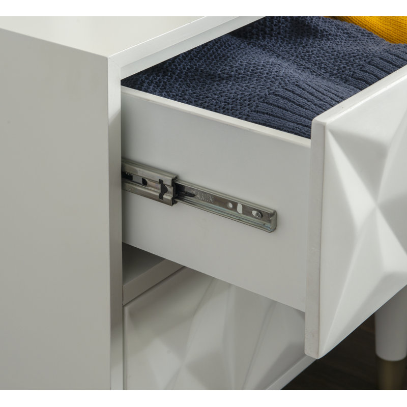 Table de chevet 2 tiroirs Bethli, Blanc pur