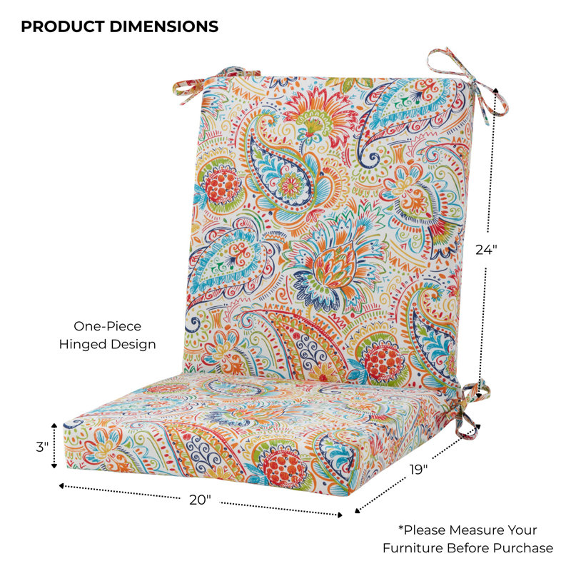 High Back Dining Chair Pad, Jamboree Paisley
