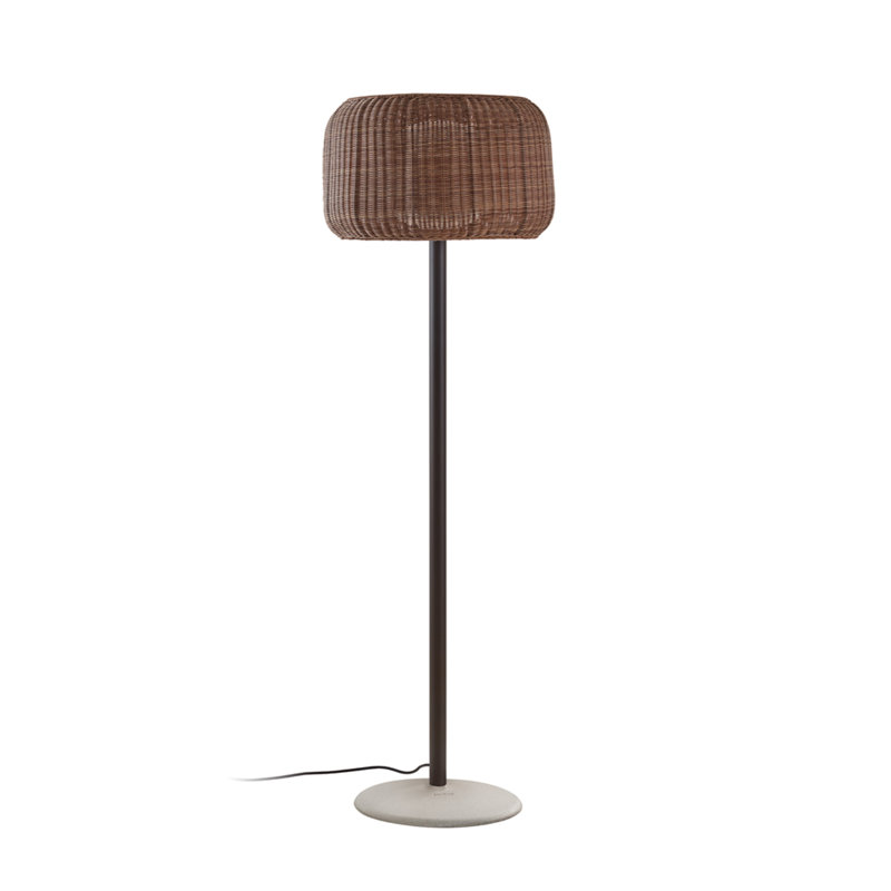 Fora Floor Lamp, Graphite Brown, Rattan Brown