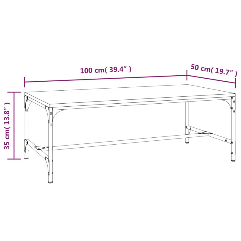 Donneville Four Leg Coffee Table, Brown, 35cm H x 100cm W x 50cm D