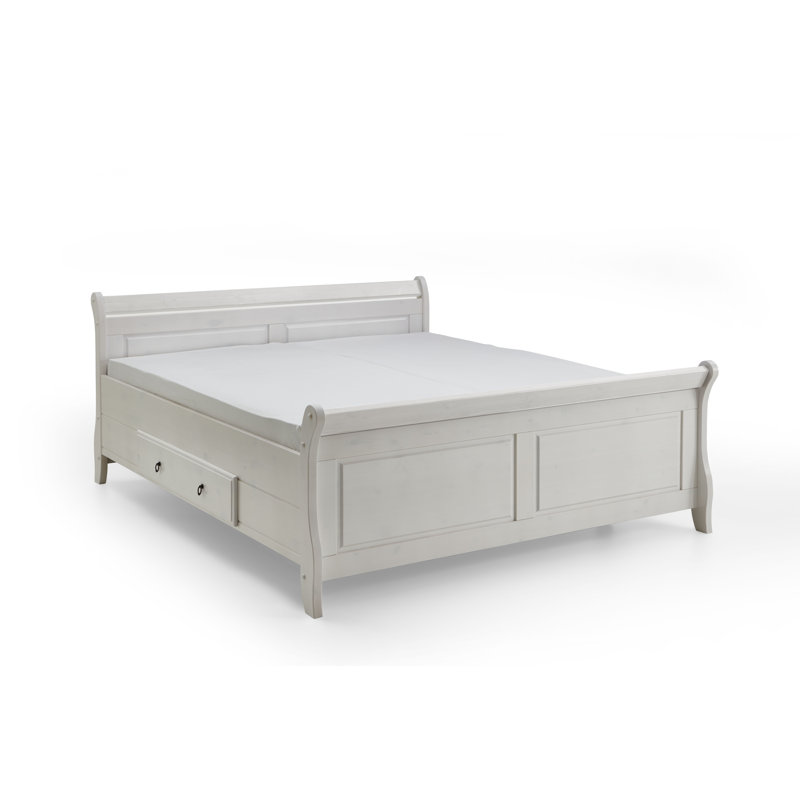 Eva Solid Wood Ottoman Storage Bed, White, Super King (6')