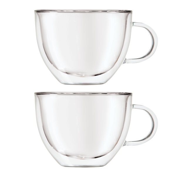 Oggi Set of 2 Double Wall Glass Coffee Cups - 16oz