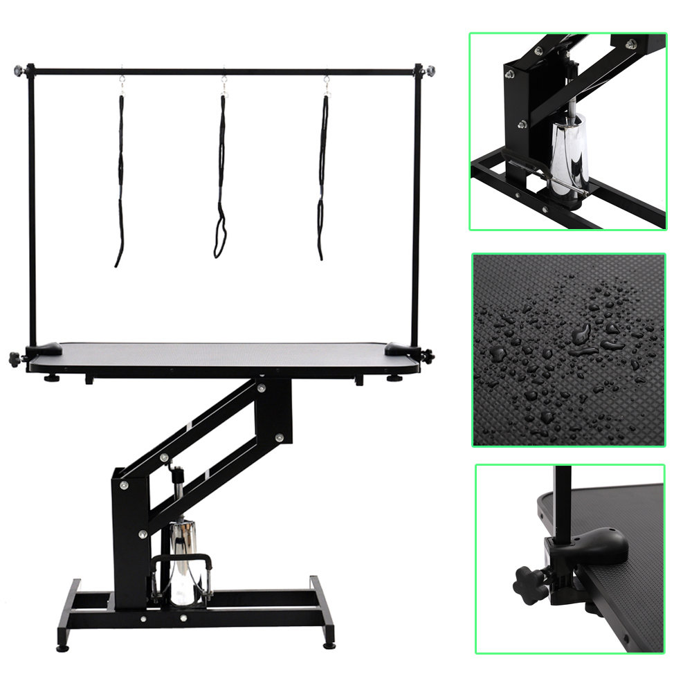 136cm H x 110cm W x 61cm D Metal Adjustable and Foldable Cat；Dog Hydraulic Grooming Table
