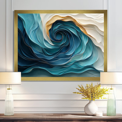 «Aqua Coastal Spirals Of Waves», art mural spirales abstraites