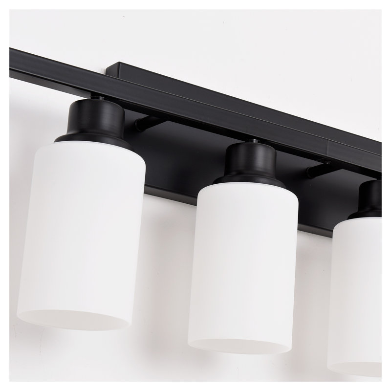 Applique murale moderne à 8 lumières avec abat-jour en verre, noir mat et finition bois