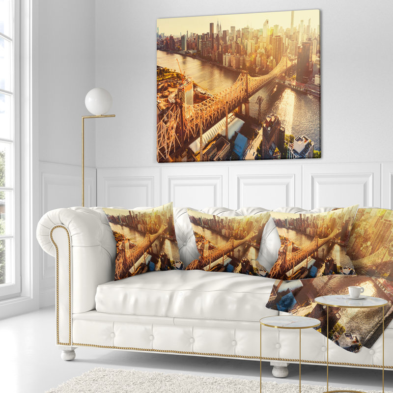 Paysage urbain, pont de Queensboro sur un oreiller East River, 16 po x 1 po, Carré