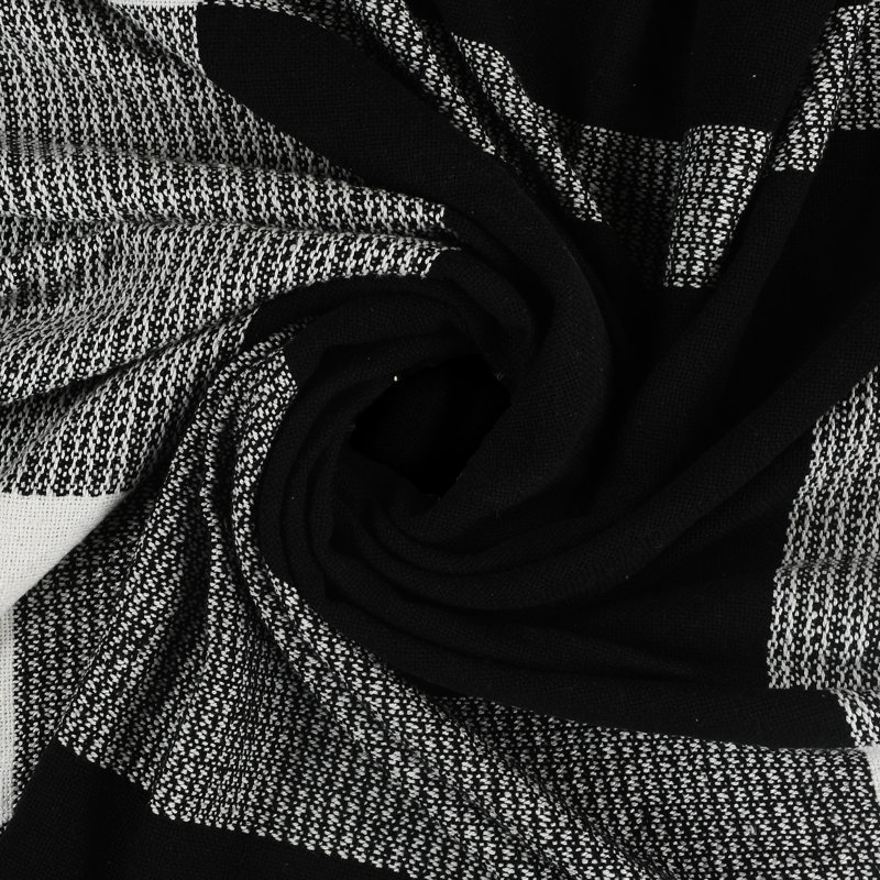  Plaid Cotton Blanket, Black