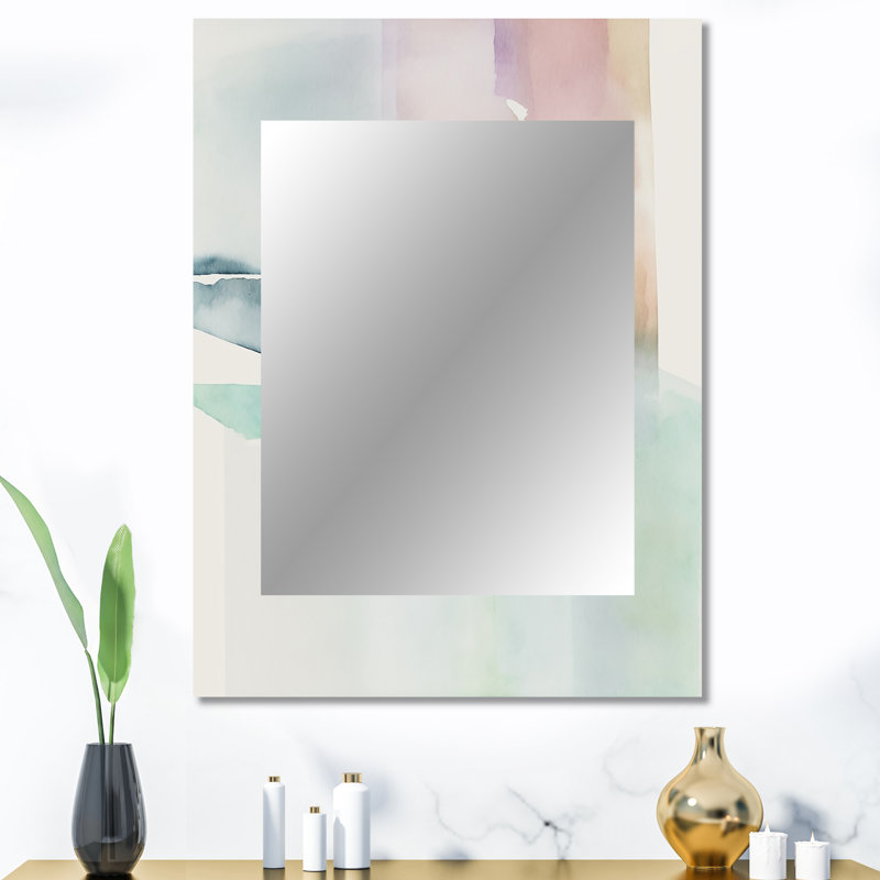 Pastel Serenity II - Liquid Ink Unique Wall Mirror, Blue Mirror, Printed Metal Art, 40" x 30"