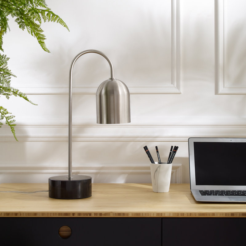 Lampe de bureau en métal Gilleod, Gris, Noir