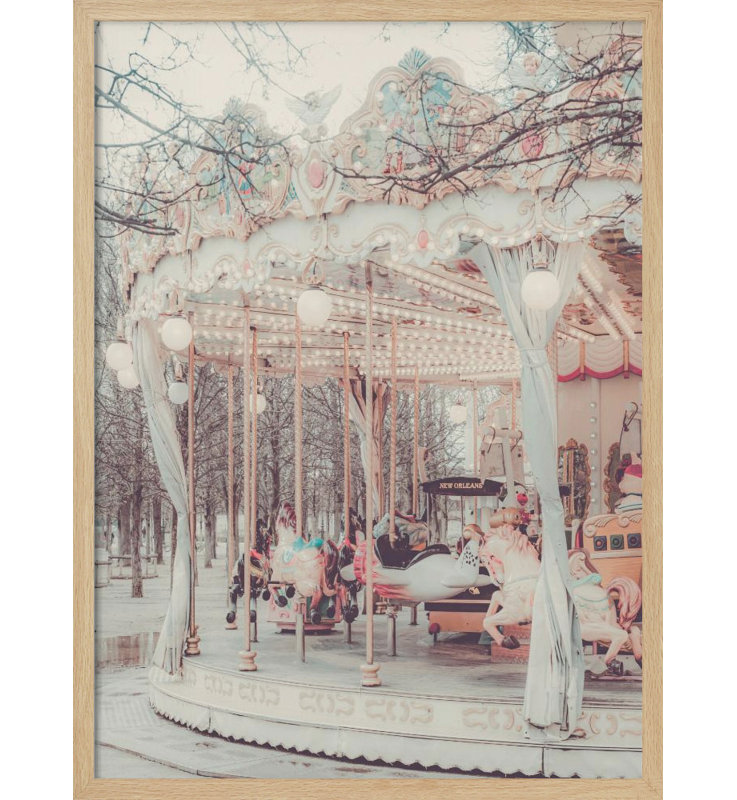 "Paris Carousel III", art mural texturé encadré, Naturel, H 40 po x l 30 po
