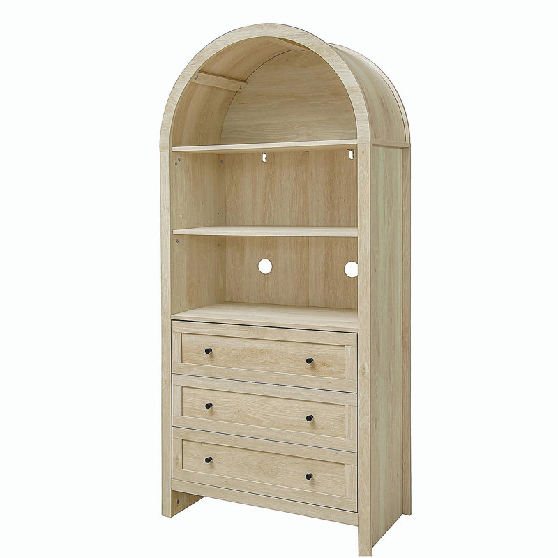 Armoire de cuisine moderne en bois de style campagnard, armoire de rangement arquée avec tablettes réglables, garde-manger polyvalent