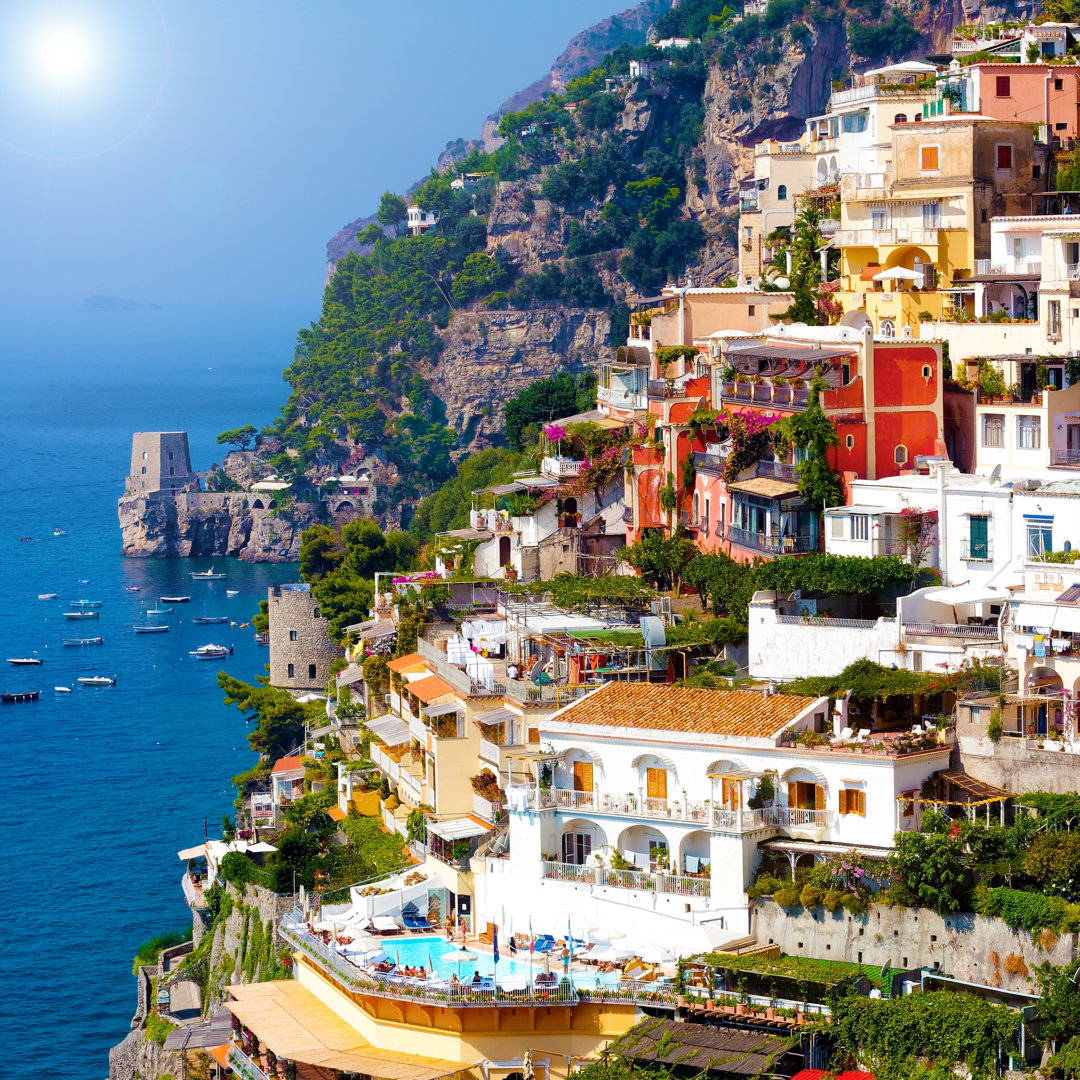 Positano, Famous and Beautiful Town on the Amalfi Coast. - Wrapped Canvas Photograph