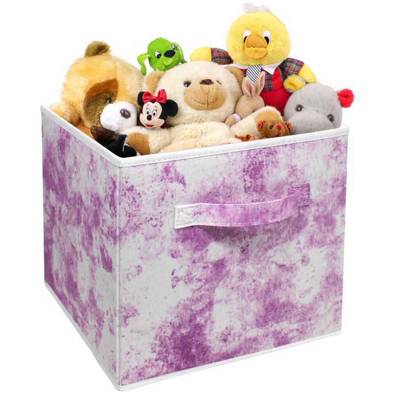 Bacs de rangement pliables en tissu 11 "avec poignées, 1 pièce, teinture rose Tie-Dye, Rose ; blanc