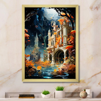 Mahima, surréalisme, le château submergé sur toile