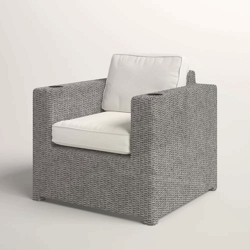 Chaise de patio entièrement assemblée avec coussins, Blanc