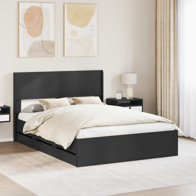 Bed, 140 x 190cm, Black
