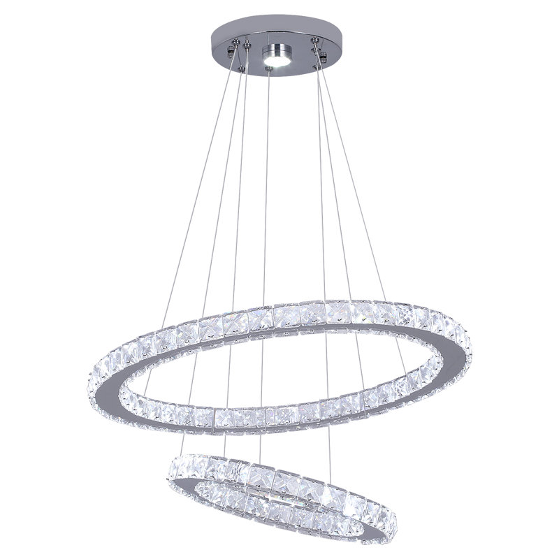 Lustre unique à 2 lumières DEL avec détails en cristal Chloe-Anne, Adjustable (3000-6000 Kelvin), Non