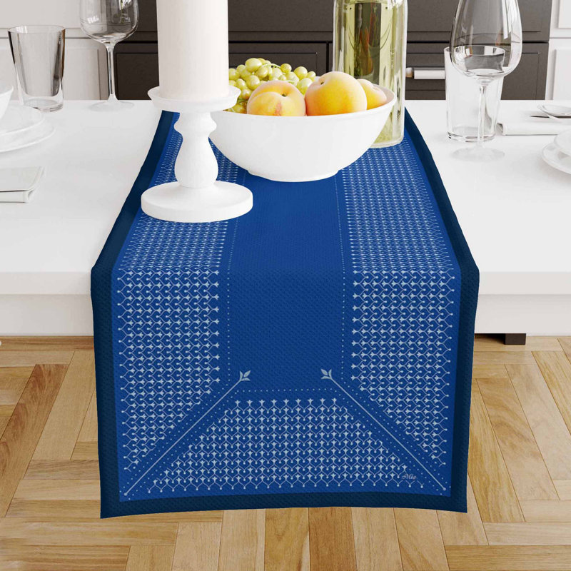 Northwich Striped Polyester Table Runner, Dark Blue