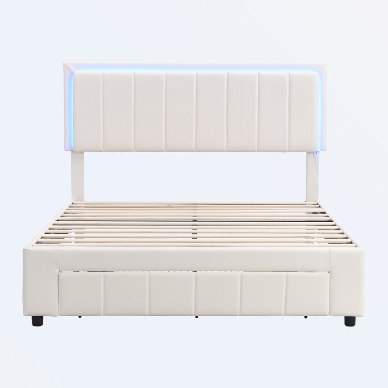 Lit plateforme avec rangement Khira, Blanc