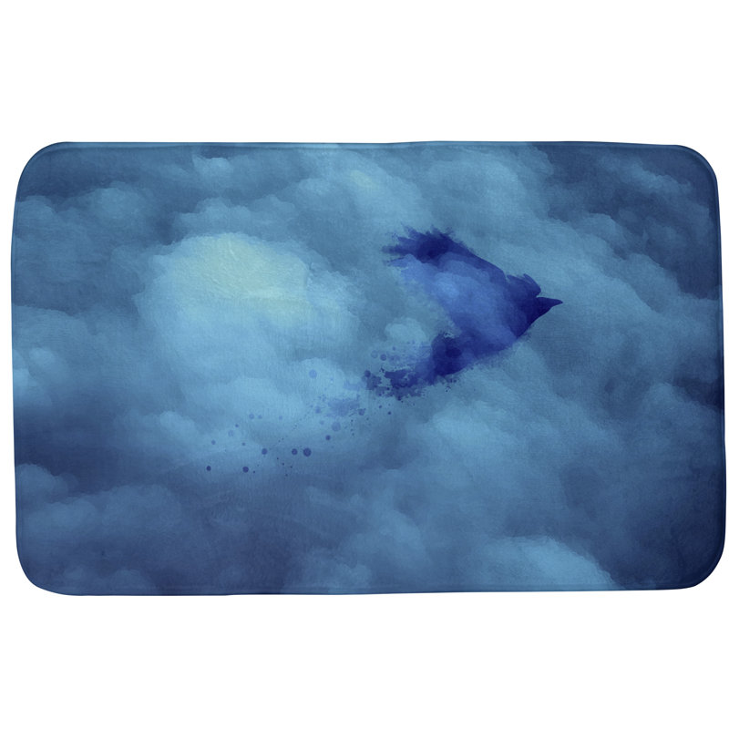 Tapis de salle de bain oiseau et oiseau aquarelle Fawcett, l 21 po x L 34 po