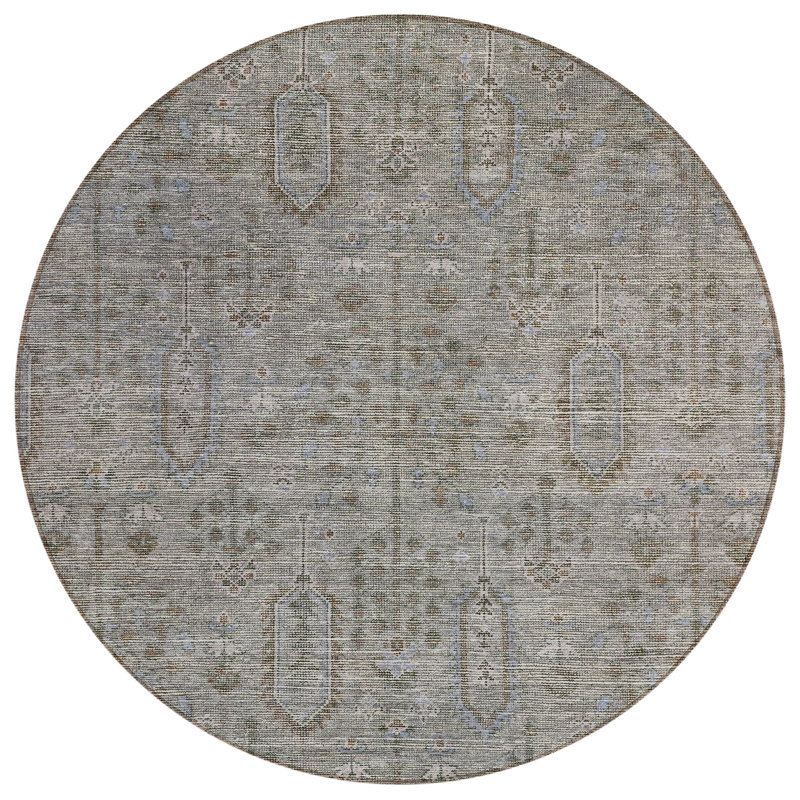 Lummus Washable Southwestern Indoor / Outdoor Rug, Round 8'