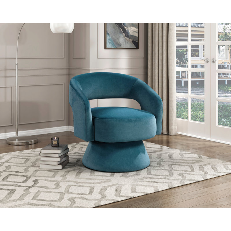Chaise de plage pivotante en velours bleu sarcelle foncé, base en bois massif portable, fonction de camping d'hiver ensoleillée et élégante, rembourrage en mousse chaude, extérieur