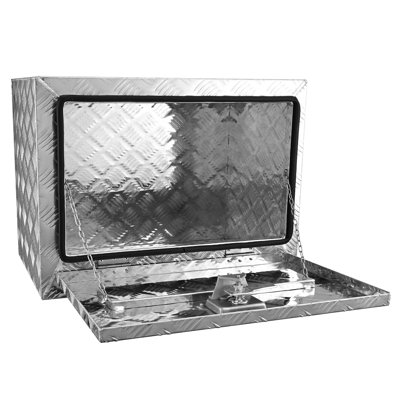 24"17"18" Truck Box, Aluminum, Heavy Duty, Waterproof, T - Handle Latch, Lock And Keys For Camper Trailer Storage Of Maintenance Tools Pickup Organization Equipment