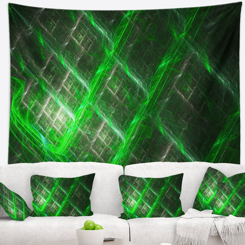 Tapisserie verte verte en métal, H 50 po x l 60 po