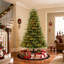 Arbre de Noël 7,5 pi avec 3398 pointes de branches pré-éclairées, arbre de Noël épinette artificiel pré-éclairé avec 500 lumières et 9 modes d'éclairage