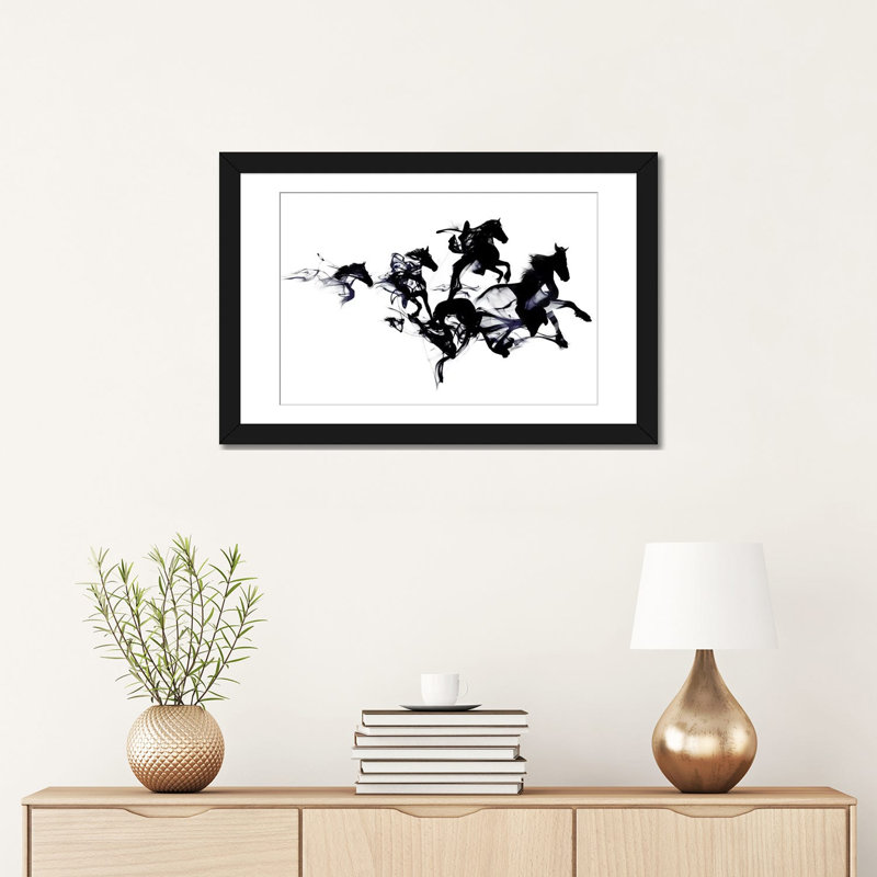 « black horses », impression sur toile, H 16 po x l 24 po x P 1 po, Papier d'art encadré noir