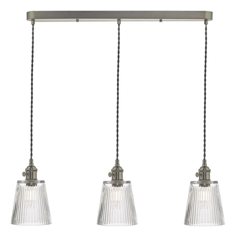 3 - Light Pendant, Antique Chrome, 242cm H x 58cm W x 58cm D