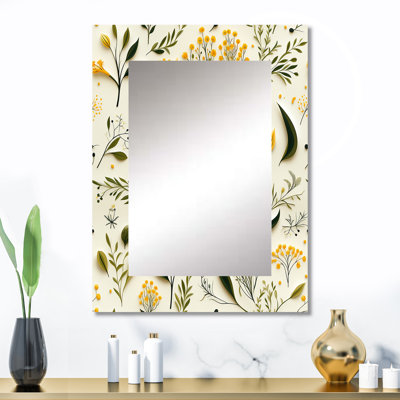 Yellow And Green Floral Simplicity - Floral Mirror Wall Decor