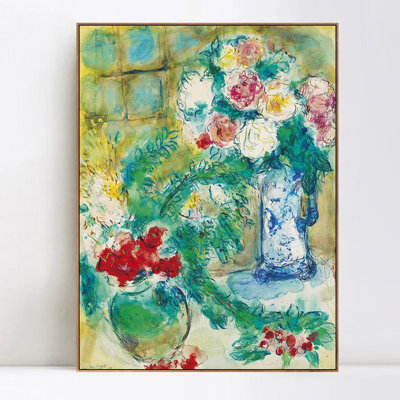 Art encadré sur toile, estampe numérique # 18 par Marc Chagall, art mural pour le salon, décorations de bureau à domicile (cadre en bois de couleur mince, 18 po x 24 po)