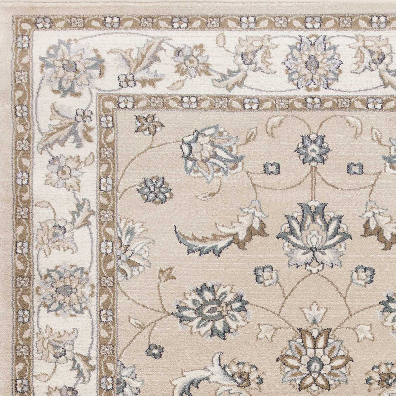 Tapis d'intérieur beige à motif floral ivoire 3 pi x 5 pi