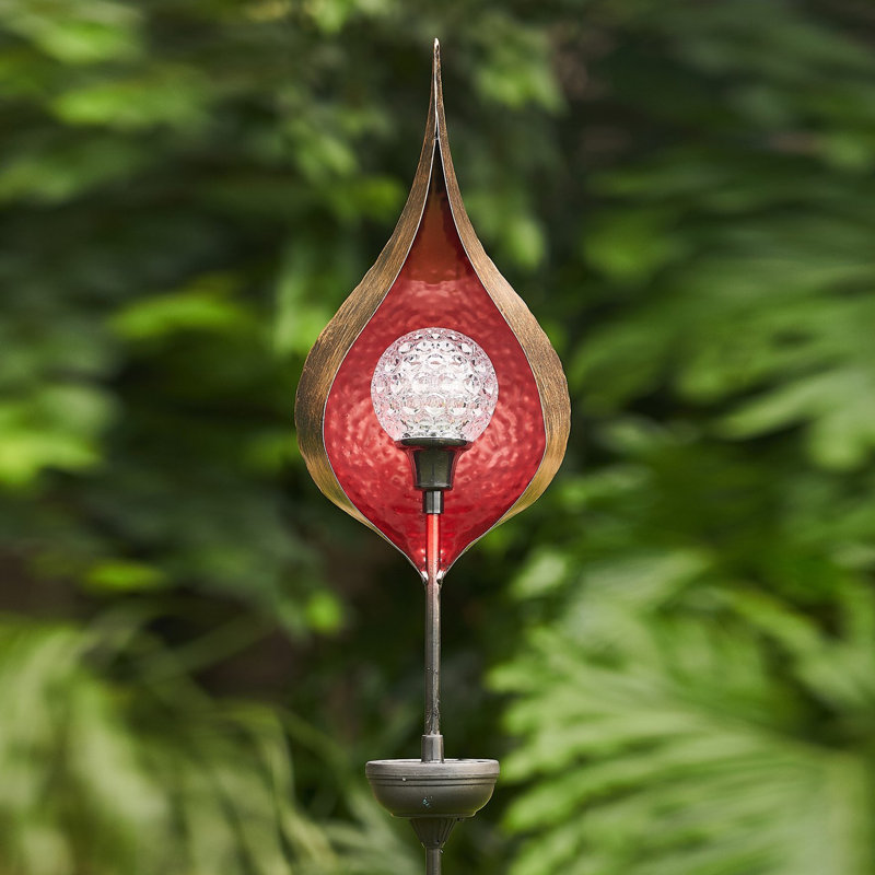 Raindrop de jardin solaire en fer Remona, Rouge