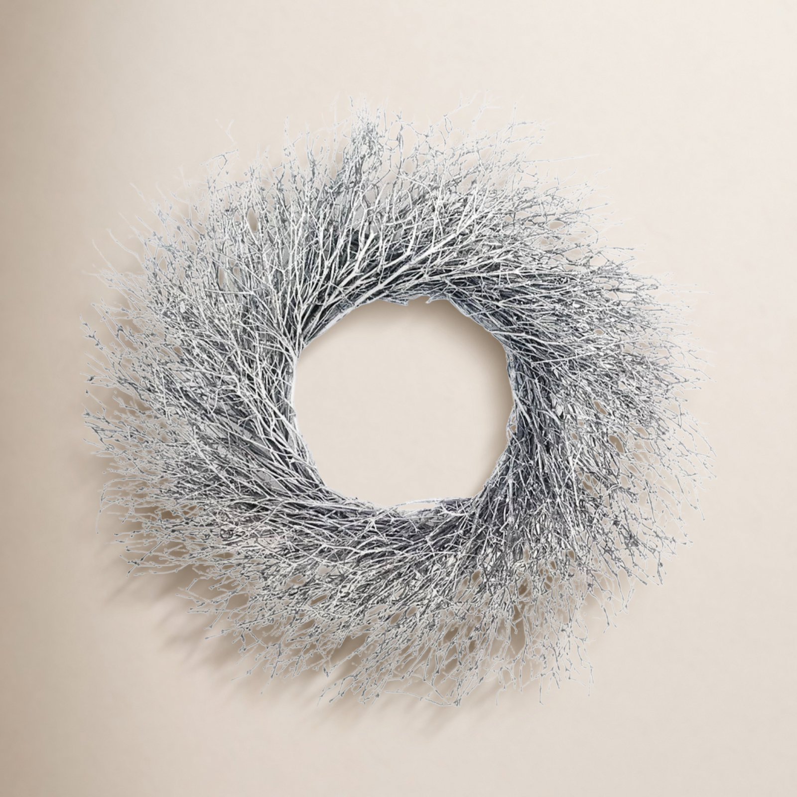 22'' Handcrafted Dried Twig Wreath, Silver